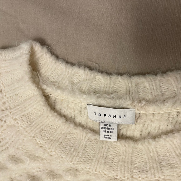 Topshop Ivory Bobble Knitted Sweater, US 8-10/M-L - Picture 4 of 11
